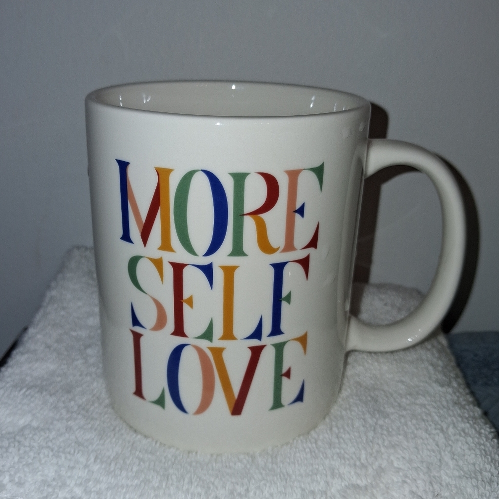 Room Essentials MORE SELF LOVE Coffee Mug Cup Primary Colors Inspirational Quote